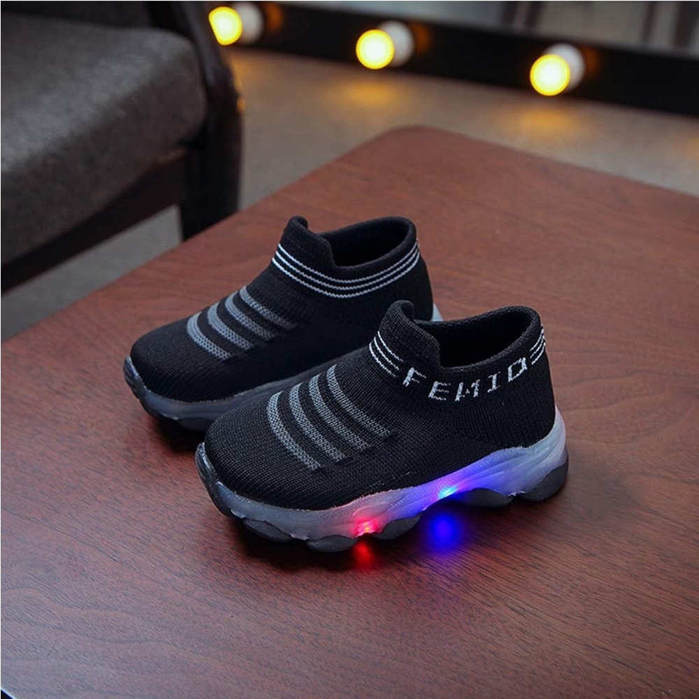 Soft knit shell light up baby sneakers